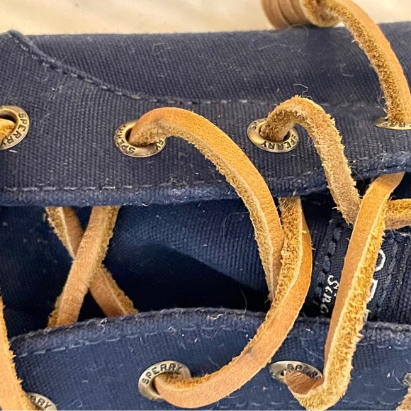 Sperry Navy Women's 10 Cloth Slip On Boat‎ Shoes Sneakers  Excellent Pier Wave - Picture 7 of 8